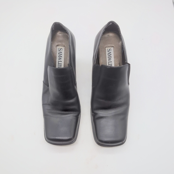 Vintage Sam & Libby Sz 8.5 Block Heel Black Leather Women's Shoes - Picture 3 of 10